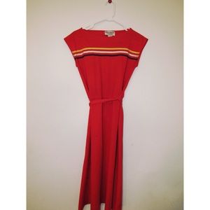 Vintage Red Dress With Stripes